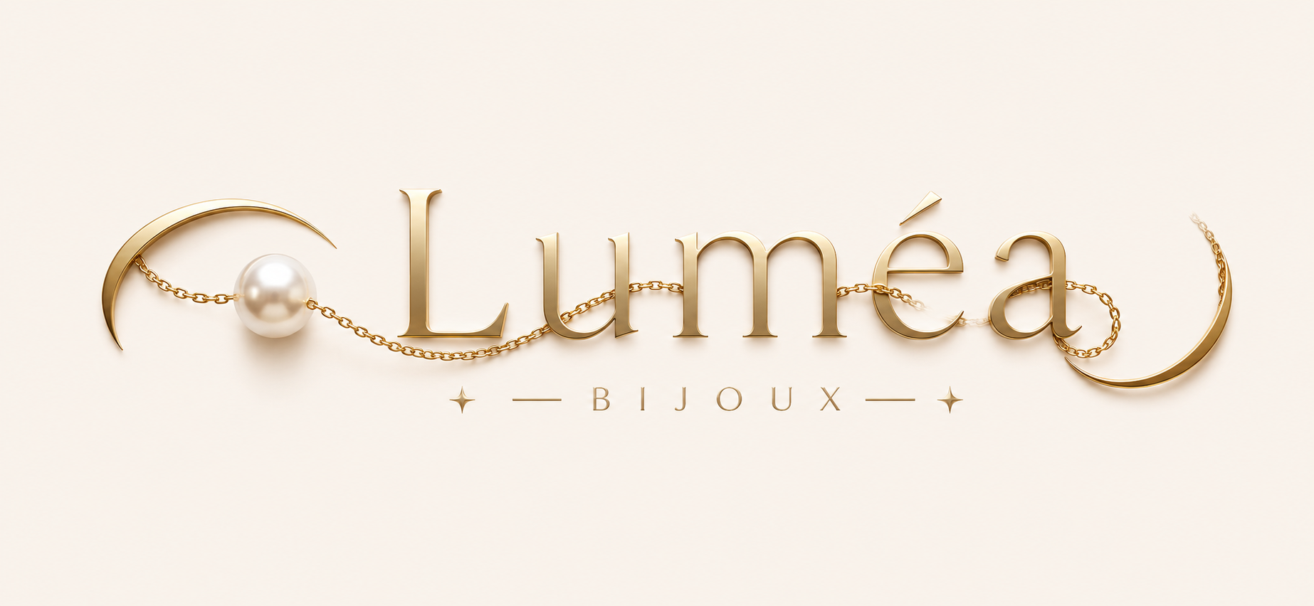 Luméa Bijoux — collier de perle et croissant dorés