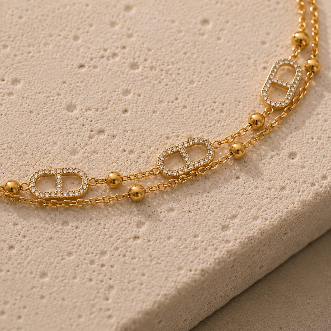 Bracelet Superposés Plaqué Or 18 carats
