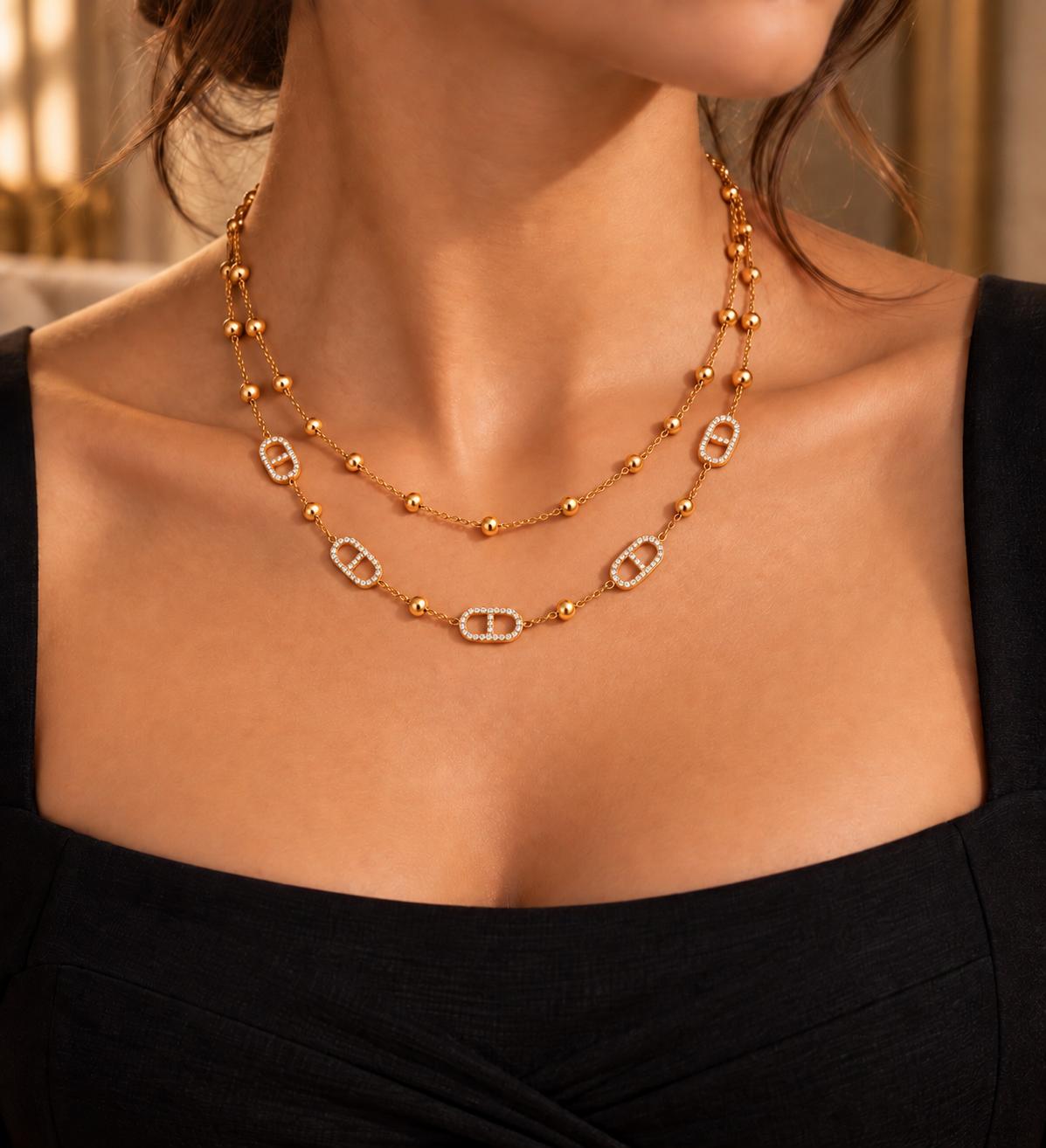 Collier Zircon premium plaqué or 18 carats